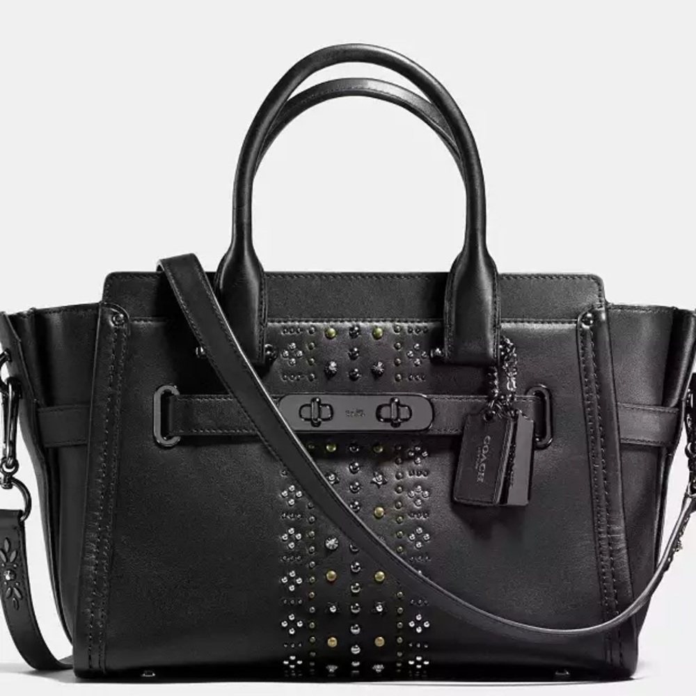 Coach Black Studded Satchel